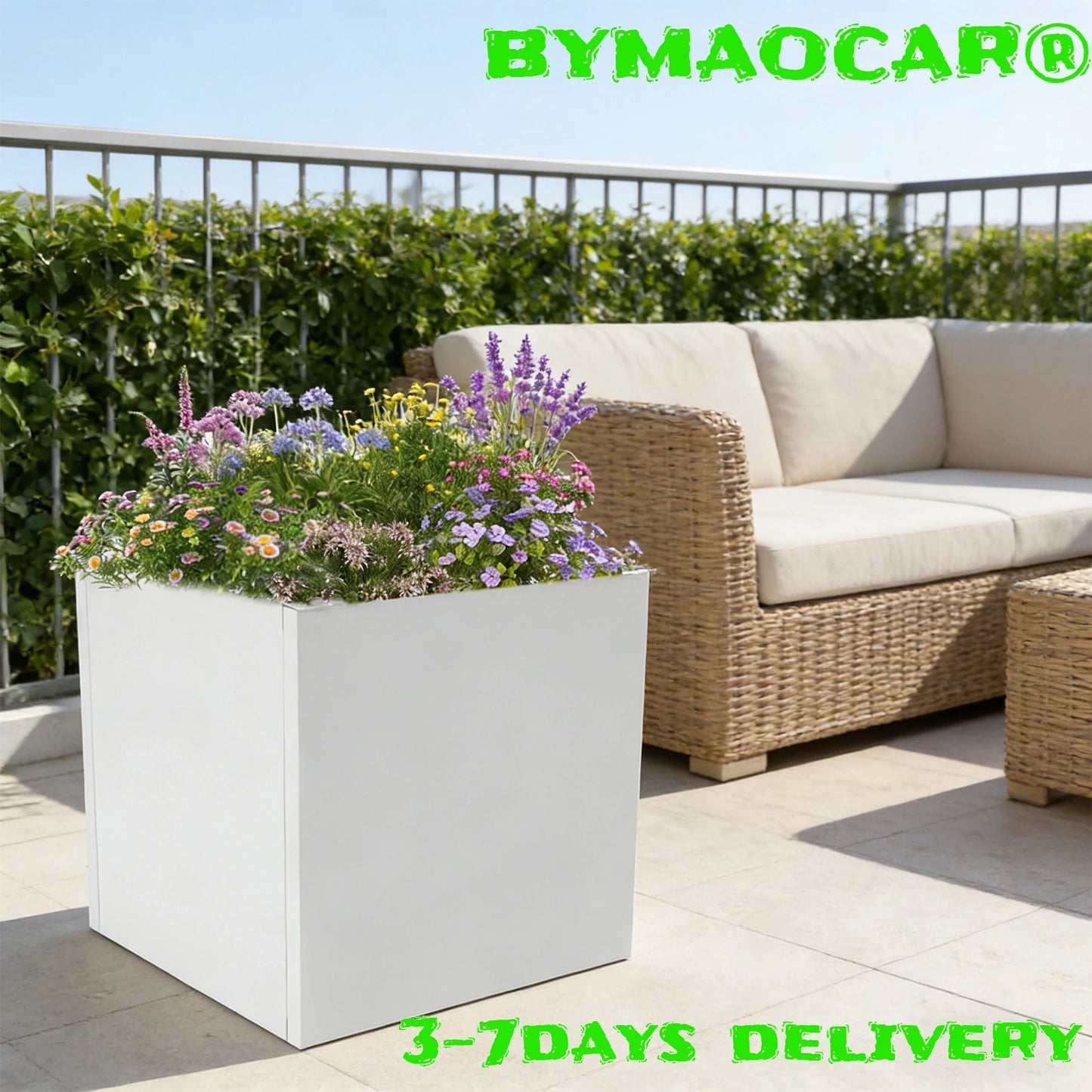 Bymaocar Garden Planter Box Steel Square Raised Bed Outdoor Decor