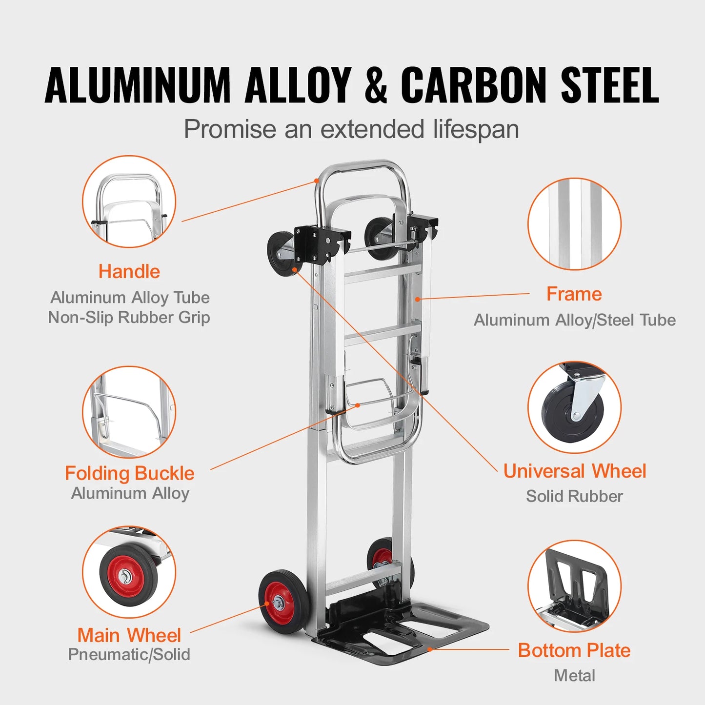 SucceBuy Folding Hand Truck 400 Lb Capacity Dolly With Wheels