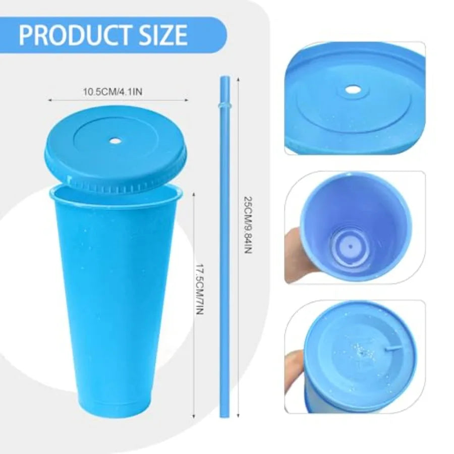 Glitter Plastic Cups With Lids And Straws 72 Pack Bulk