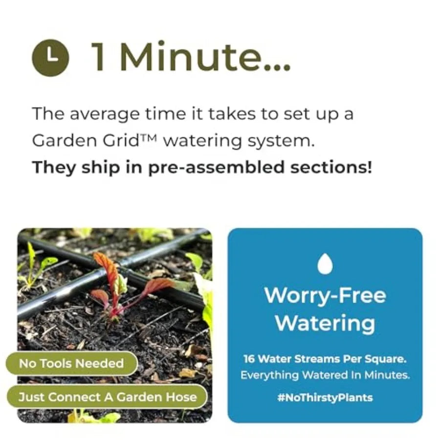 Garden Grid Watering System For Raised Beds Drip Irrigation