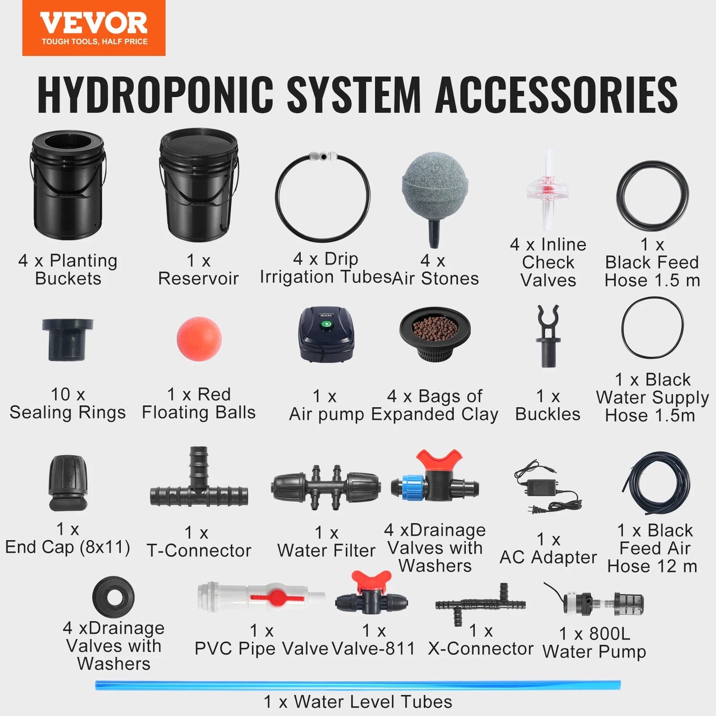 SucceBuy DWC Hydroponics Grow System Hydroponic Growing System w/ Top Drip Kit Deep Water Culture 5-Gallon Buckets with Air Pump