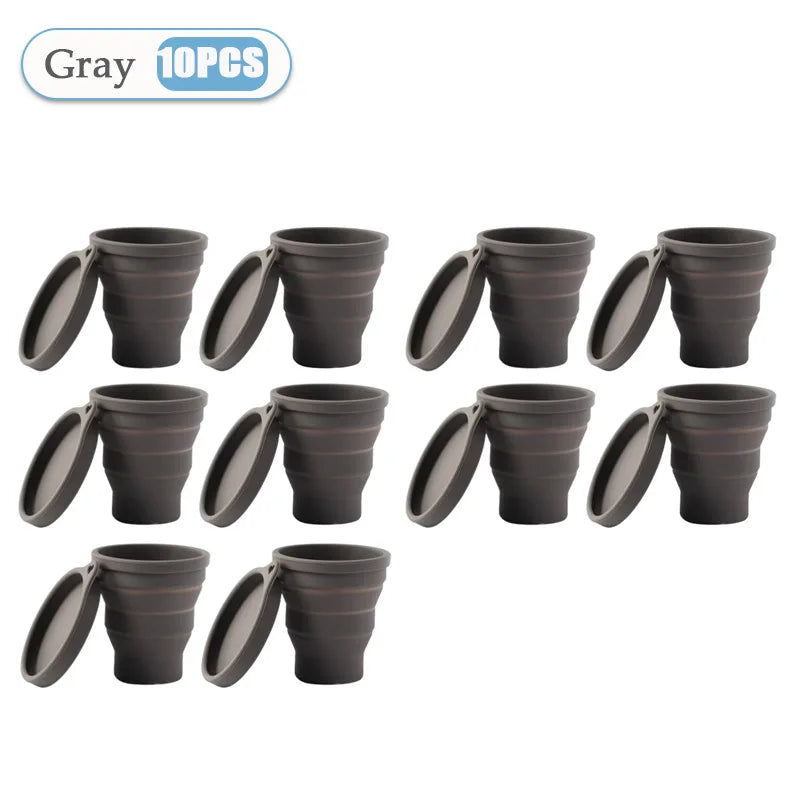 Silicone Folding Telescopic Cup With Lid For Tea And Coffee
