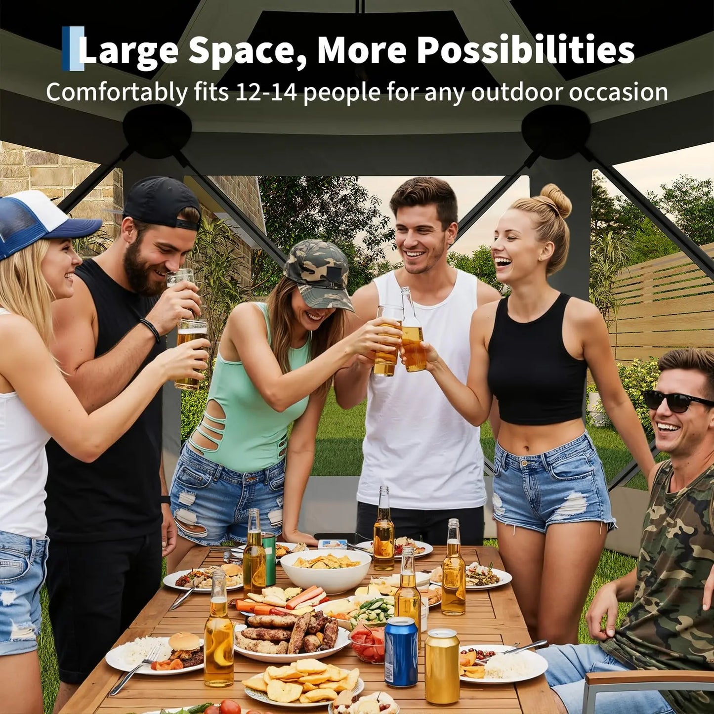 HiMISS Pop Up Gazebo With Removable Roof And Mosquito Netting