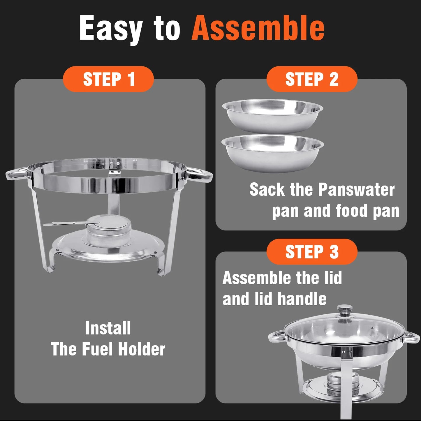 Stainless Steel 316 Chafing Dish Buffet Set With Lid