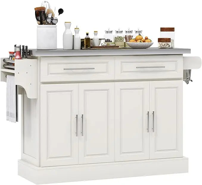 Rolling Kitchen Island Cart With Wheels Portable Stainless Steel Top