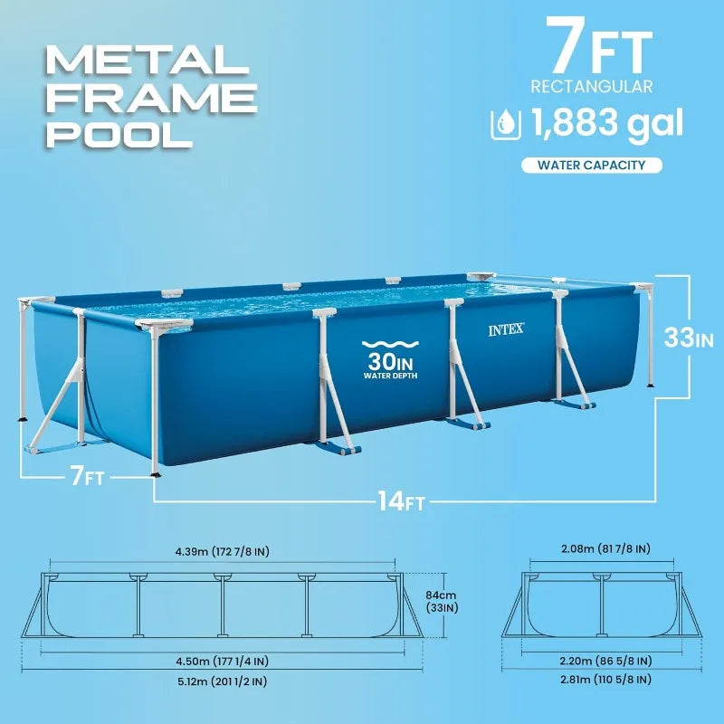 Intex Rectangular Frame Above Ground Pool With Krystal Clear Filter Pump