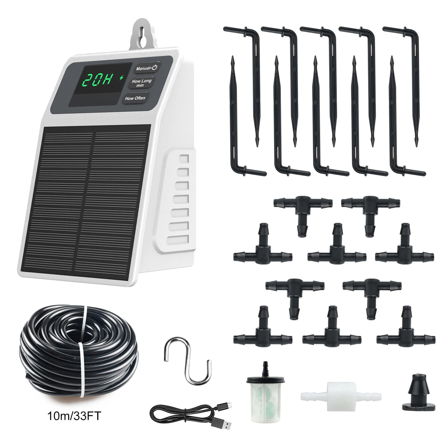 INSOMA Solar Drip Irrigation Programmer Automatic Watering Plants Supplies for Greenhouse and Home Balcony Hang Plants Water Timer