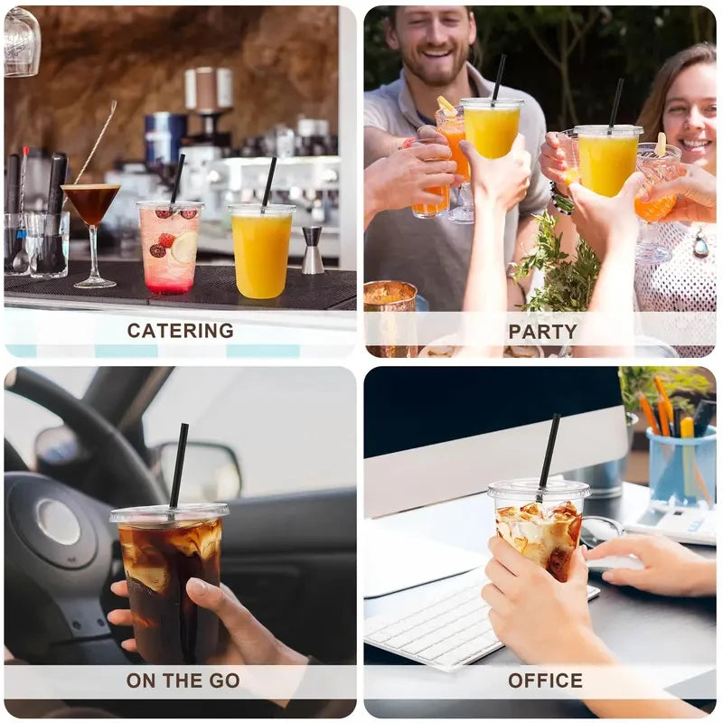Disposable Coffee Cups With Lids And Straws Leakproof