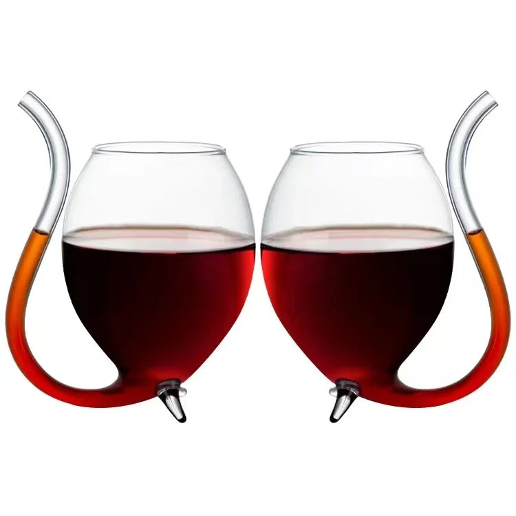 Crystal Clear Wine Glass With Straw For Drinks Gift