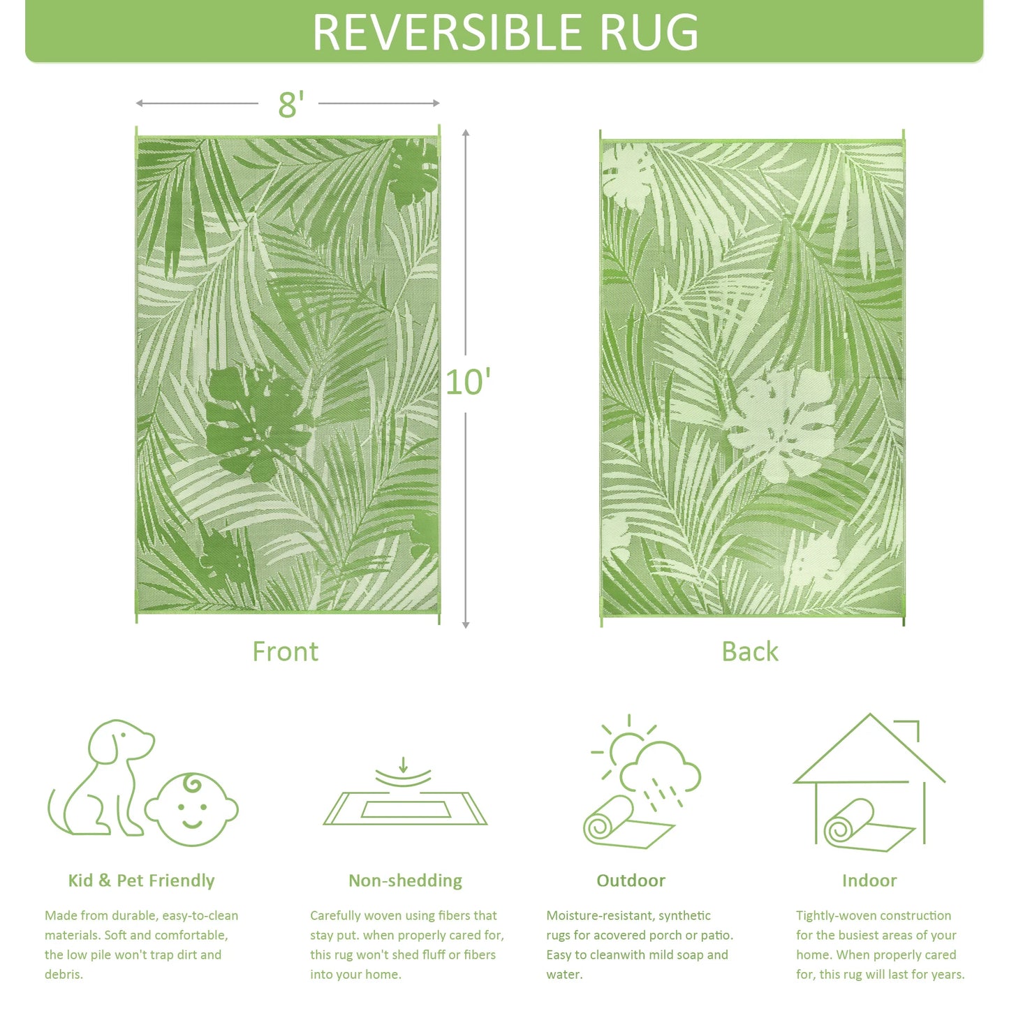Outdoor Waterproof Recycled Polypropylene Straw Rug Patio Carpet