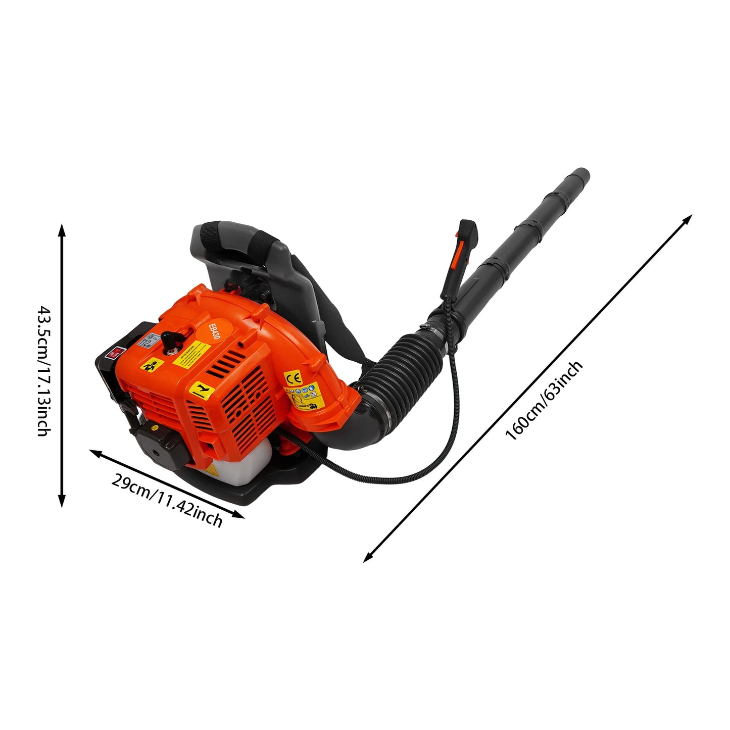 42.7cc 2-Stroke Manual Pull Start Garden Blower, 720m³/H Airflow High Speed Outdoor Debris Clearing Machine, 8.07kg Backpack Gasoline Leaf Blower, Portable Snow and Leaf Cleaning Equipment