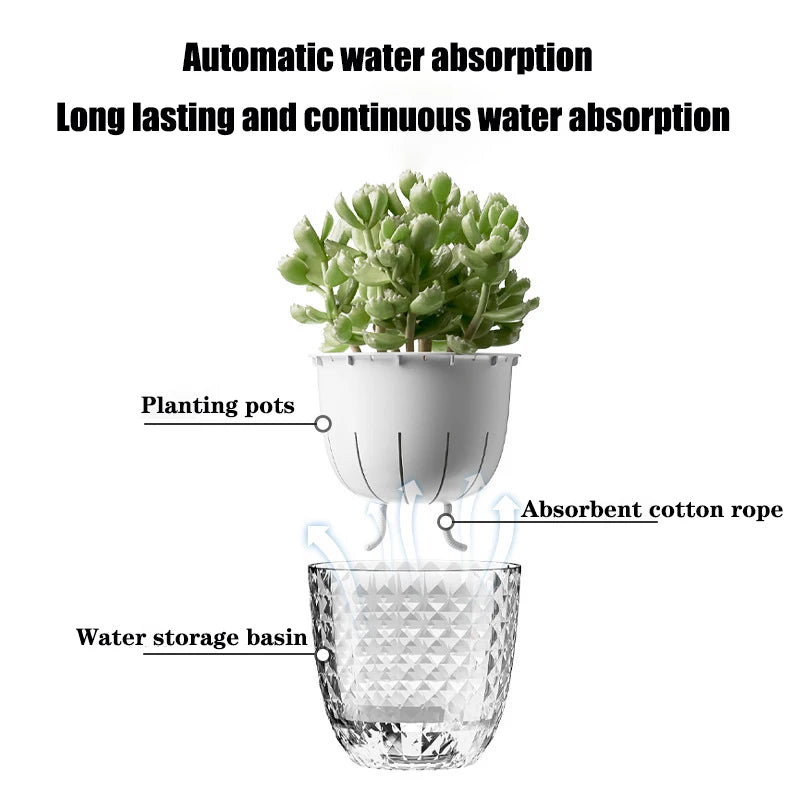 Self Watering Flowerpot With Automatic Water Absorption Dual Layer Design