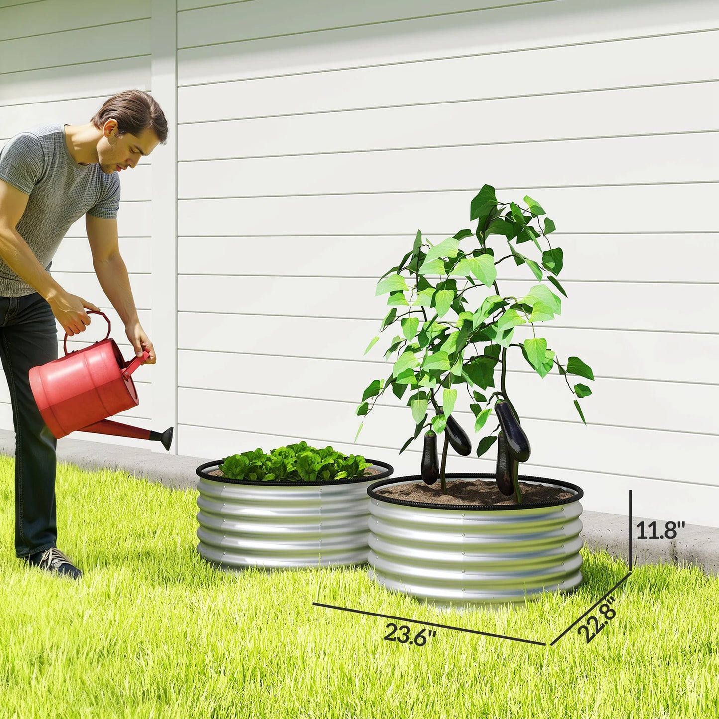 Galvanized Raised Garden Bed Set Of 2 Durable Steel