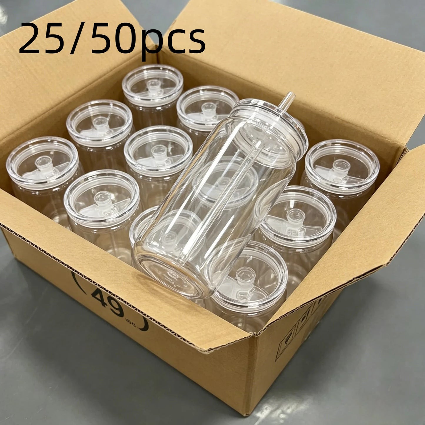 Clear Plastic Cups With Straw And Lid Reusable Portable