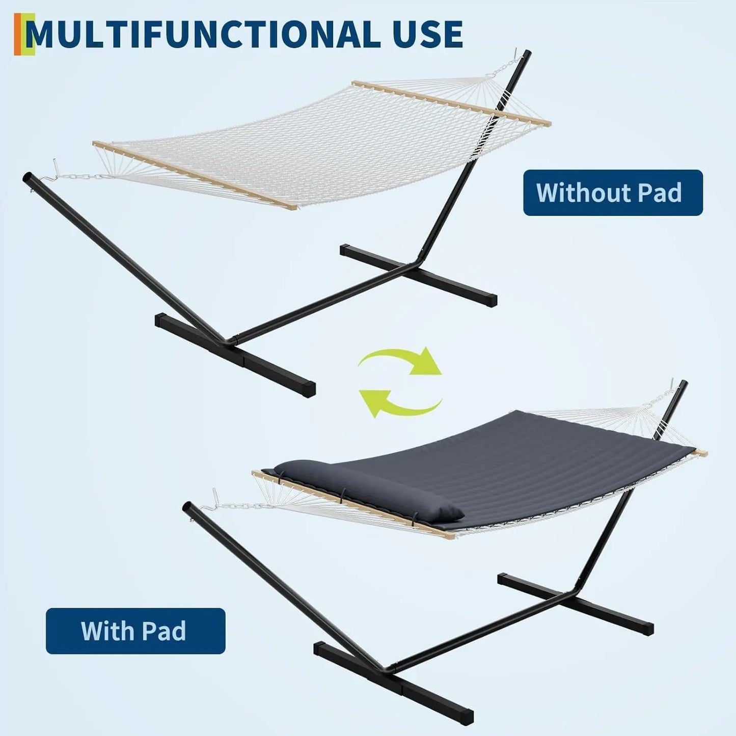 HiMISS Heavy Duty Double Hammock With Stand