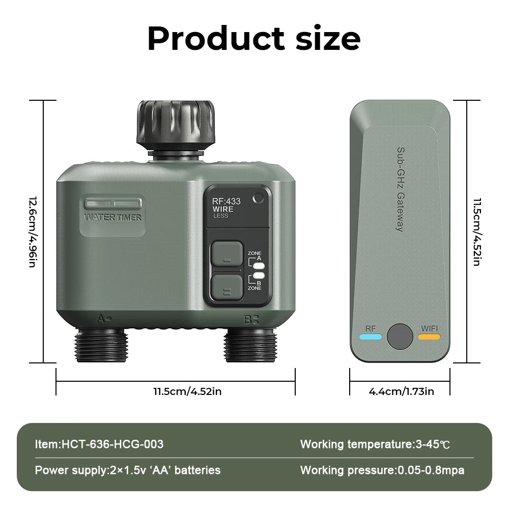 ESHICO Wireless Water Timer HCT-636 2-Zone Irrigation System