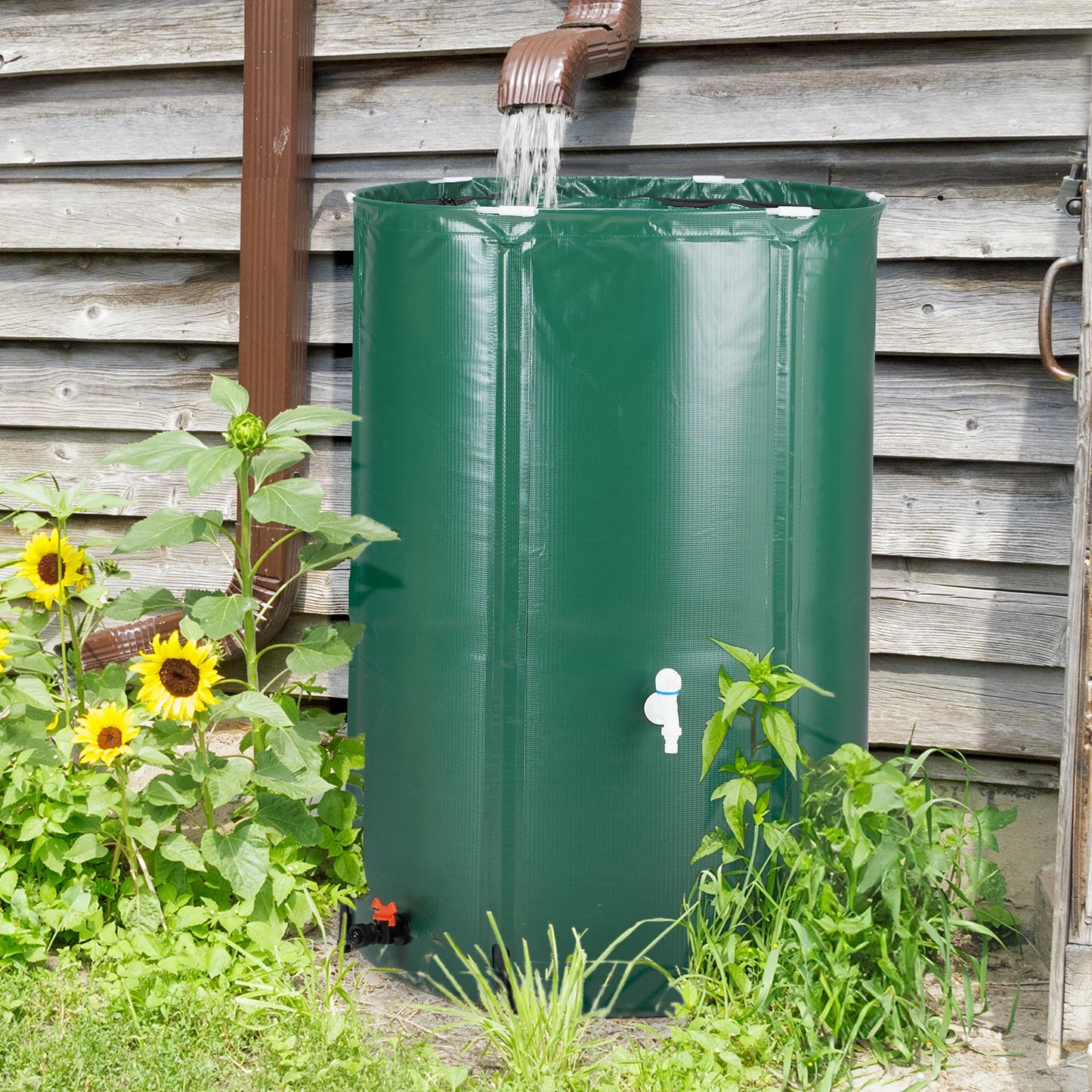 100 Gallon Collapsible Rain Barrel Water Collector, Portable Foldable Rain Water Storage Tank with Spigot for Garden Irrigation