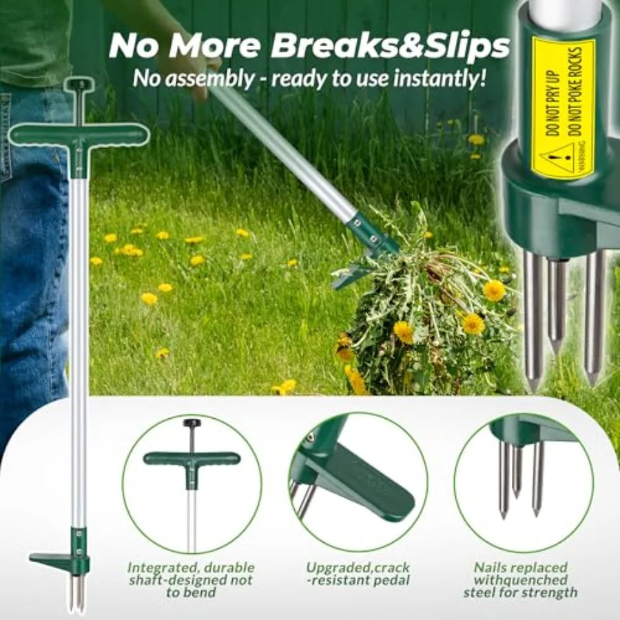 Weed Puller, Stand Up Weeder Hand Tool, Long Handle Garden Weeding Tool with 3 Claws, Hand Weed Hound Weed Puller for Dandelion