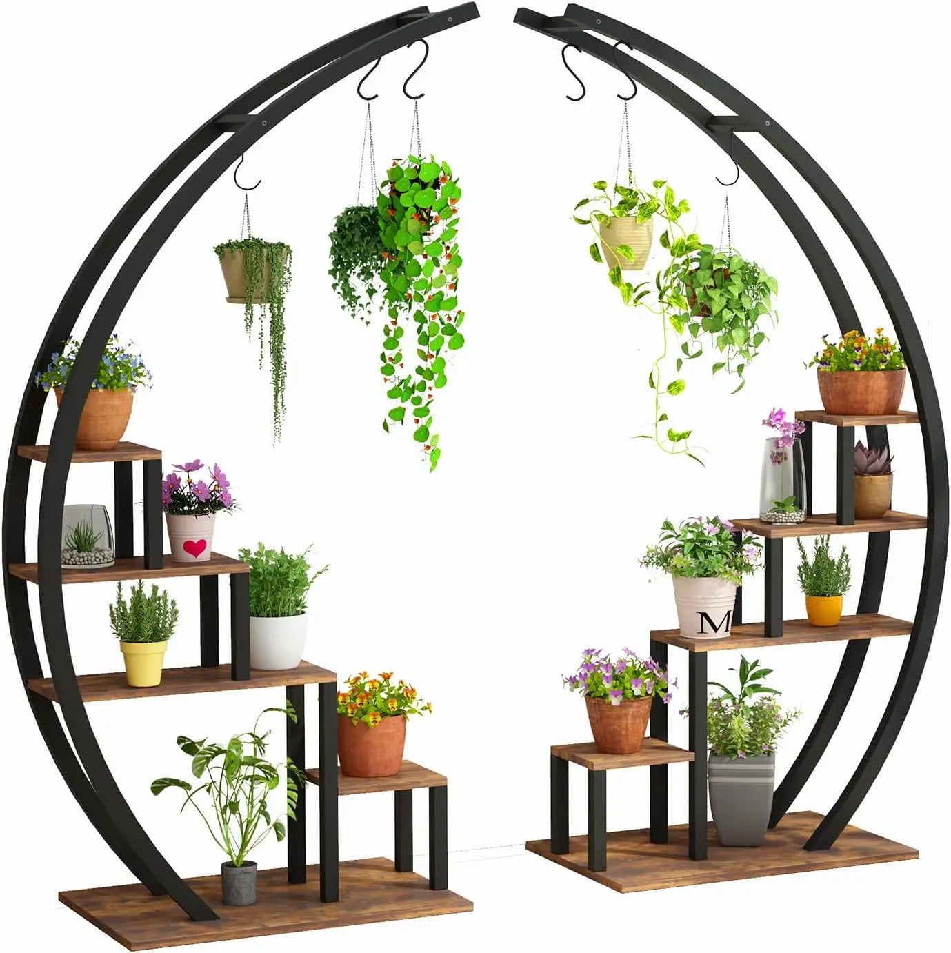 TWISTER.CK 2-Pack 5-Tier Indoor Half Moon Metal Plant Stand
