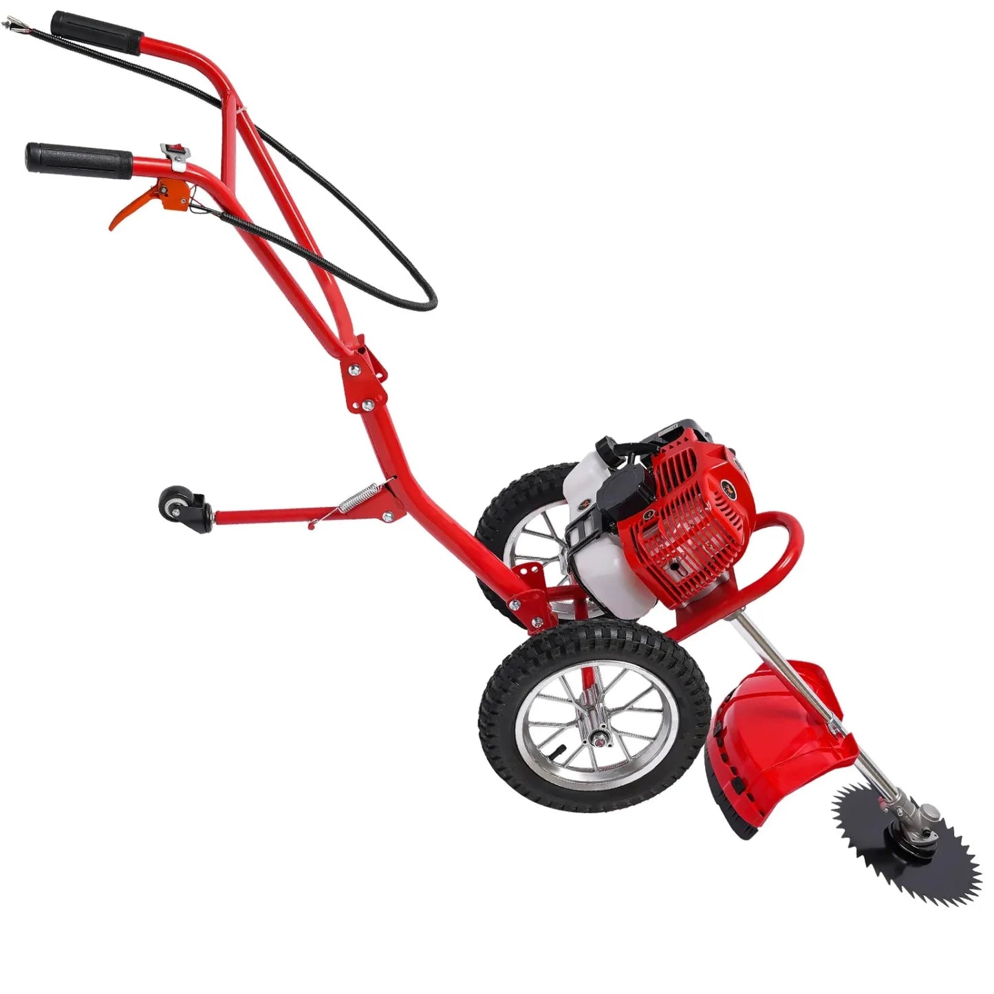 49CC 2 Stroke Gas Lawn Mower, Hand Push Grass Trimmer Weeding Cutter Air Coole for Home Orchards Greenhouses Garden Tool