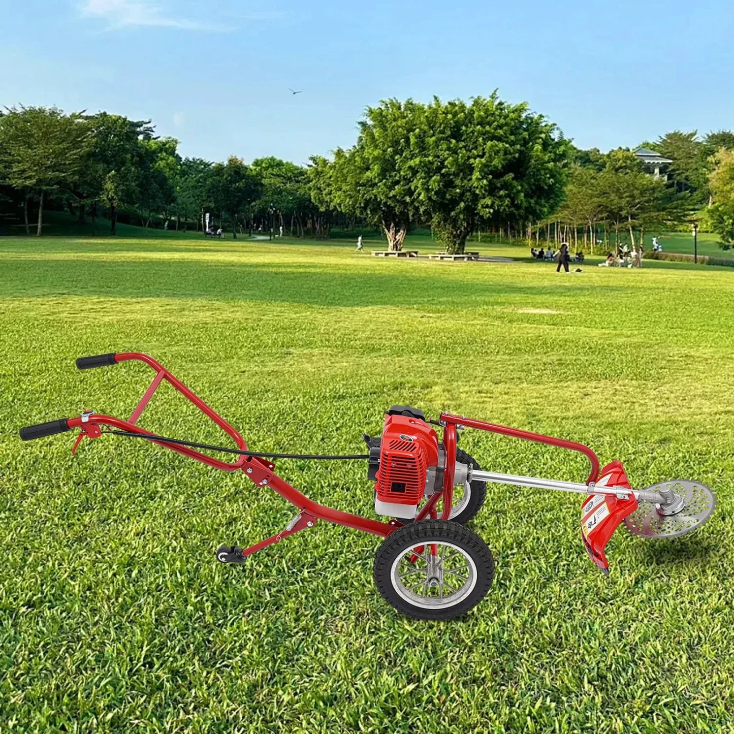 49CC 2 Stroke Gas Lawn Mower, Hand Push Grass Trimmer Weeding Cutter Air Coole for Home Orchards Greenhouses Garden Tool
