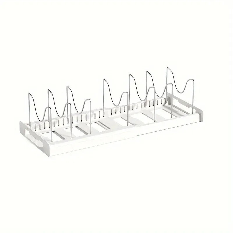 Expandable Pot Organizer Rack, Adjustable Divider for Kitchen Cabinet, Multi-Purpose Storage for Pots & Pans