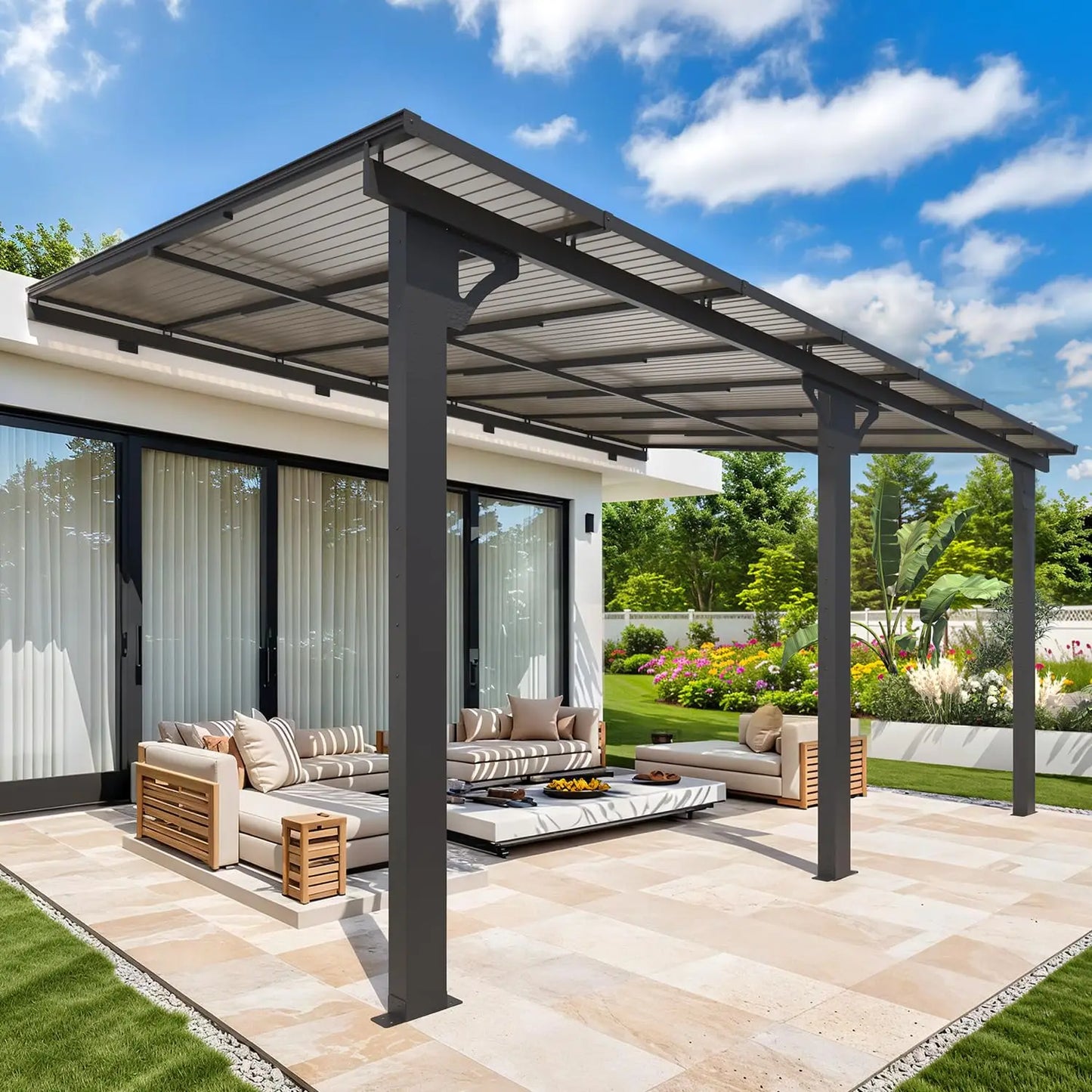 Heavy Duty Aluminum Gazebo Pergola With Hard Top Roof