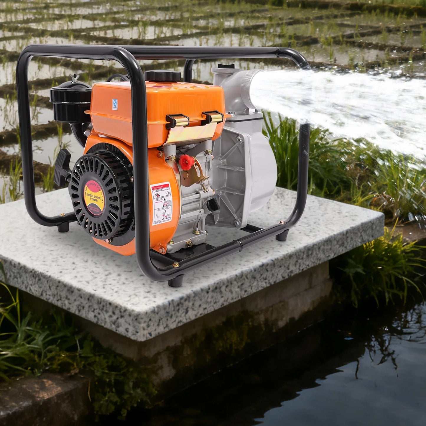 4-Strok Water Pump Diesel Water Transfer Pump with 4L Fuel Tank Diesel Water Pump Water Lifting & Drainage Equipment for Farm Garden Irrigation4-Strok Water Pump Diesel Water Transfer Pump with 4L Fuel Tank Diesel Water Pump