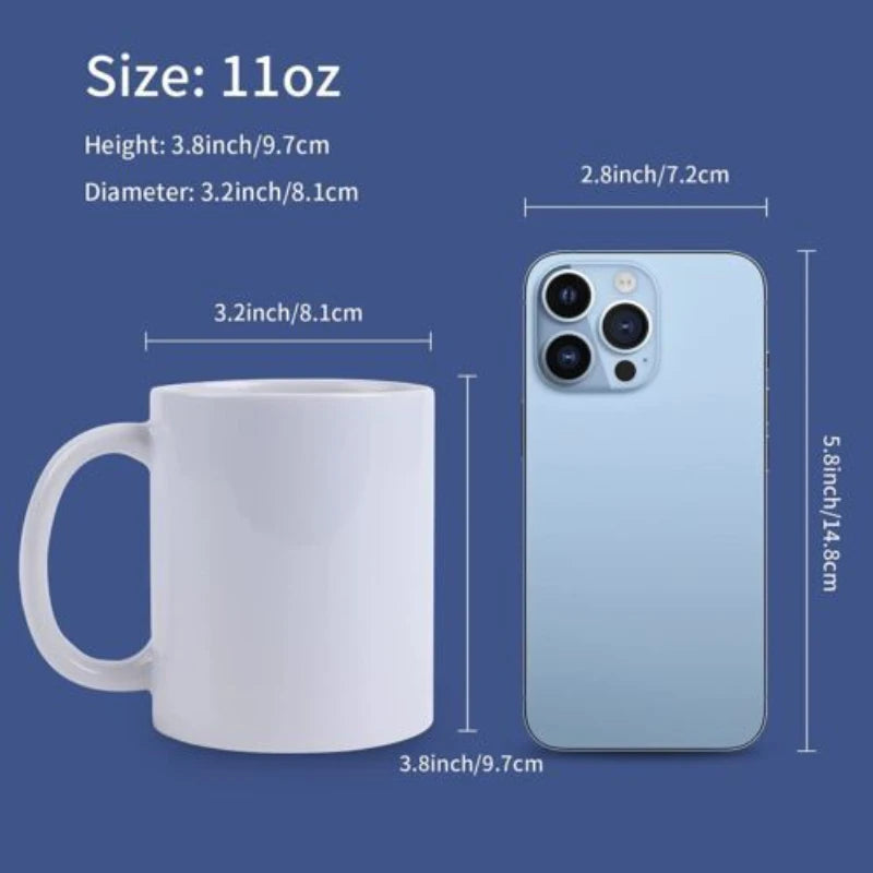 HTVRONT 6 Pack 11 OZ Sublimation Mugs Blank Set Classic Drinking Cups with Handles for Latte DIY Mug Gift for Sublimation Paper