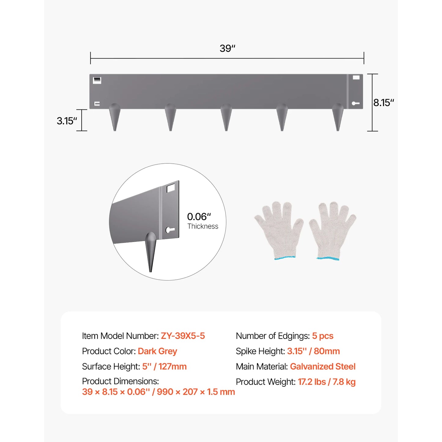 Steel Landscape Edging 5 Pack Rust Resistant Bendable Border