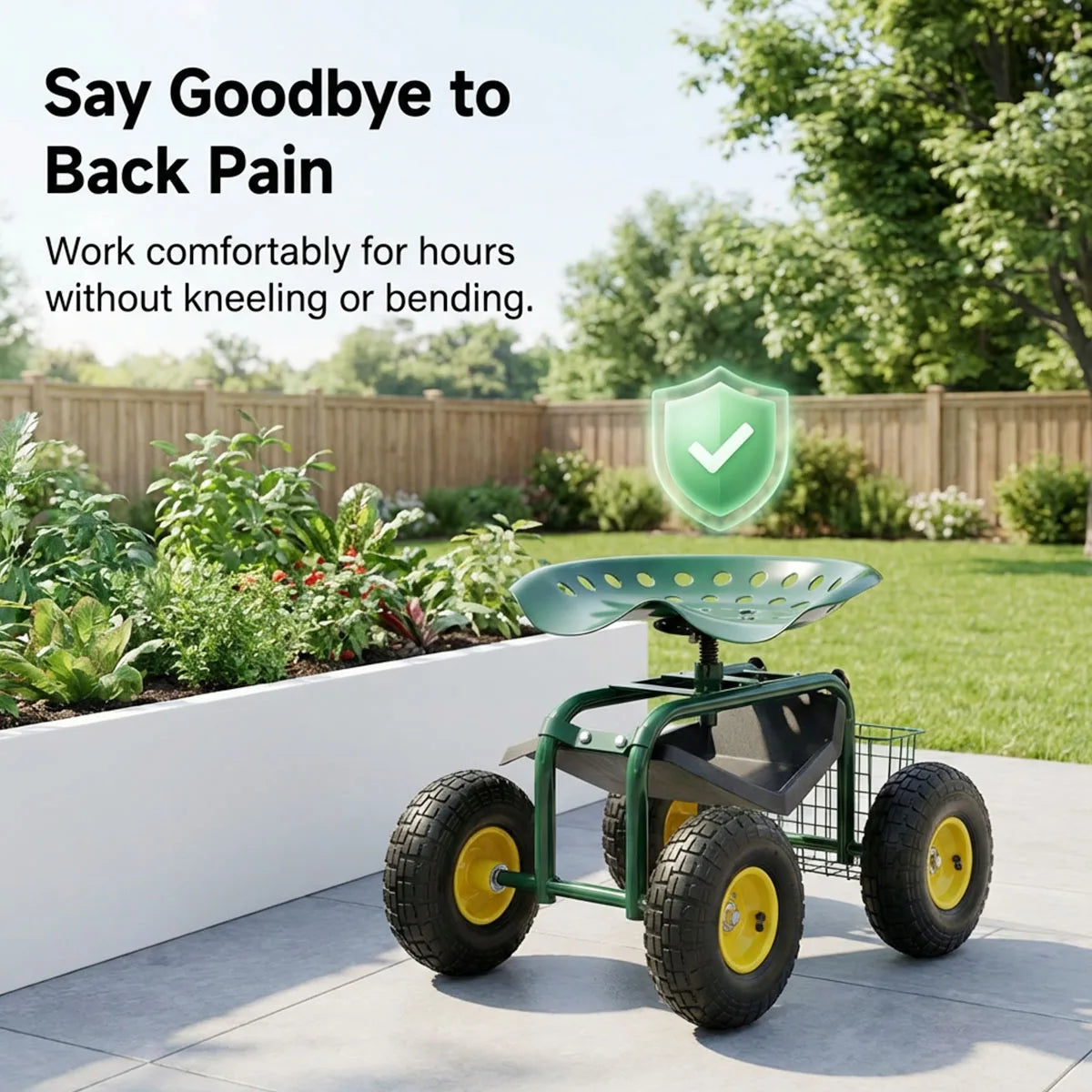 Garden Seat With Wheels Rolling Cart And Tool Tray