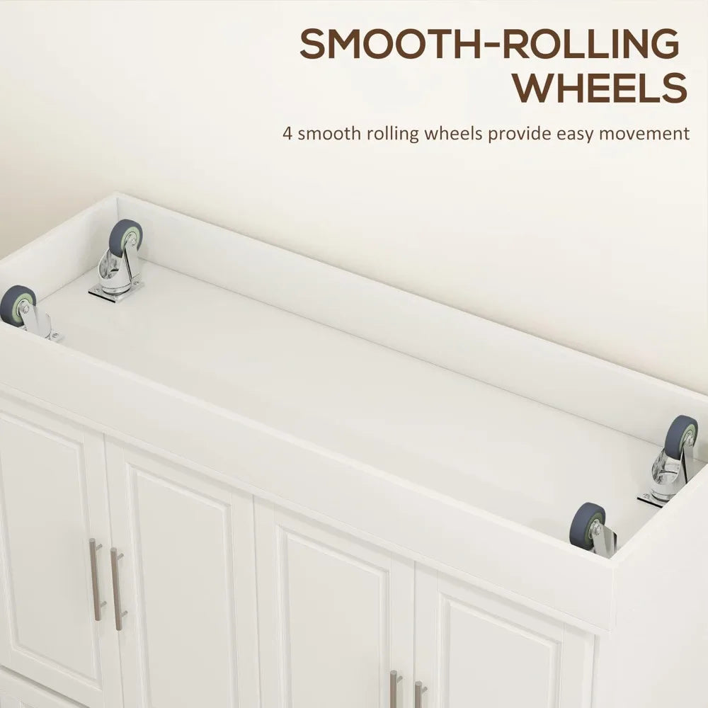 Rolling Kitchen Island Cart With Wheels Portable Stainless Steel Top