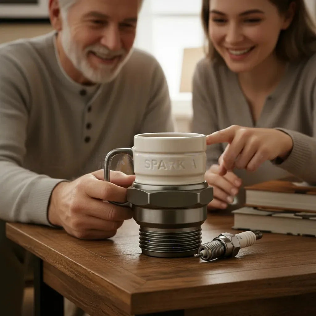 Spark Plug Shaped Coffee Cup Ceramic And Steel Rust Resistant