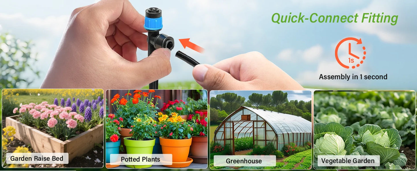 Drip Irrigation Kit for Garden Plants With Hose And Emitters