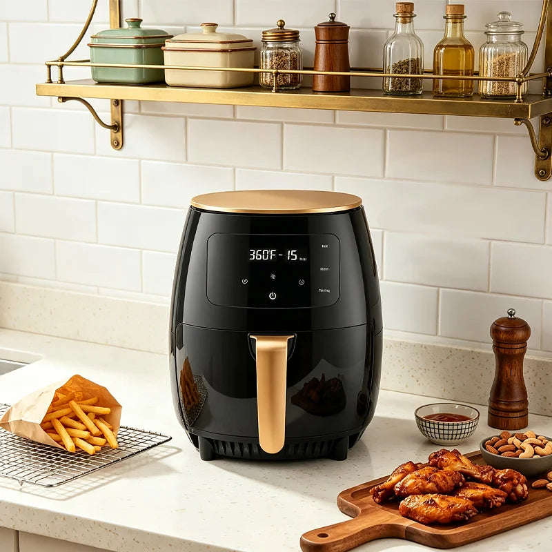 LED digital touch screen large capacity multifunctional fully automatic intelligent cooking air fryer. Temperature/time adjustment settings. Kitchen Tools - Suitable for family gatherings, braising, frying, fast food preparat