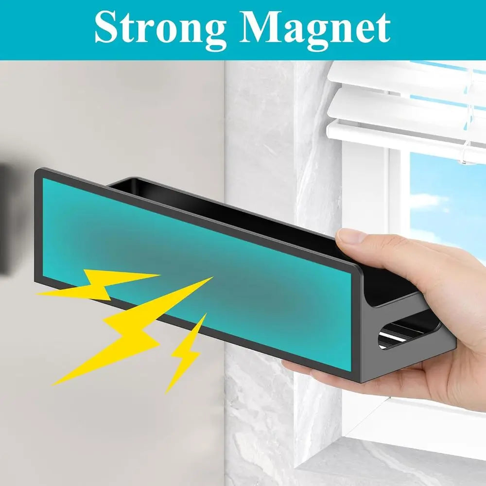 4-Pack Magnetic Spice Rack Organizer with Hooks for Kitchen Storage, Black