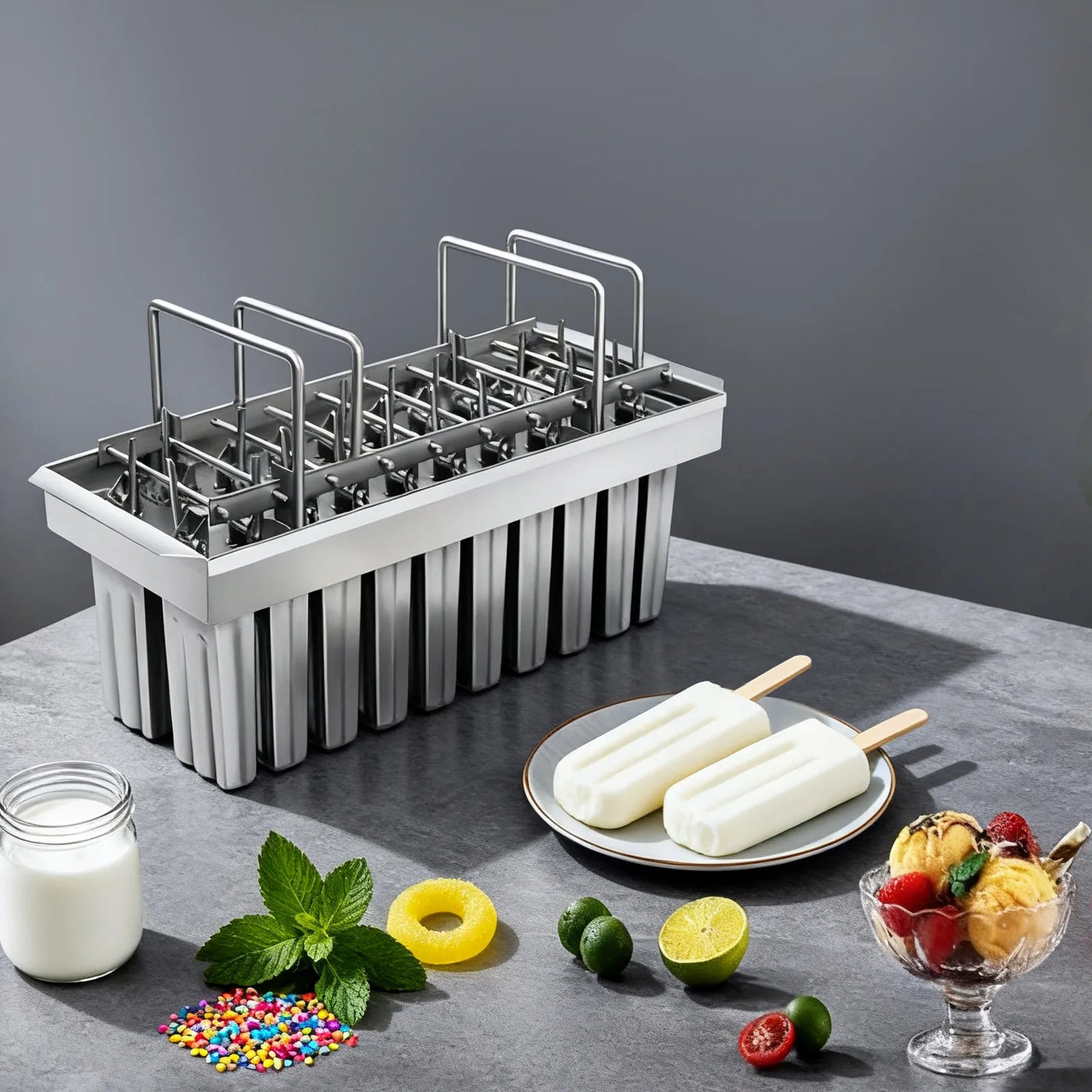 Stainless Steel Ice Cream Mold Set 20 Cavities For Kitchen