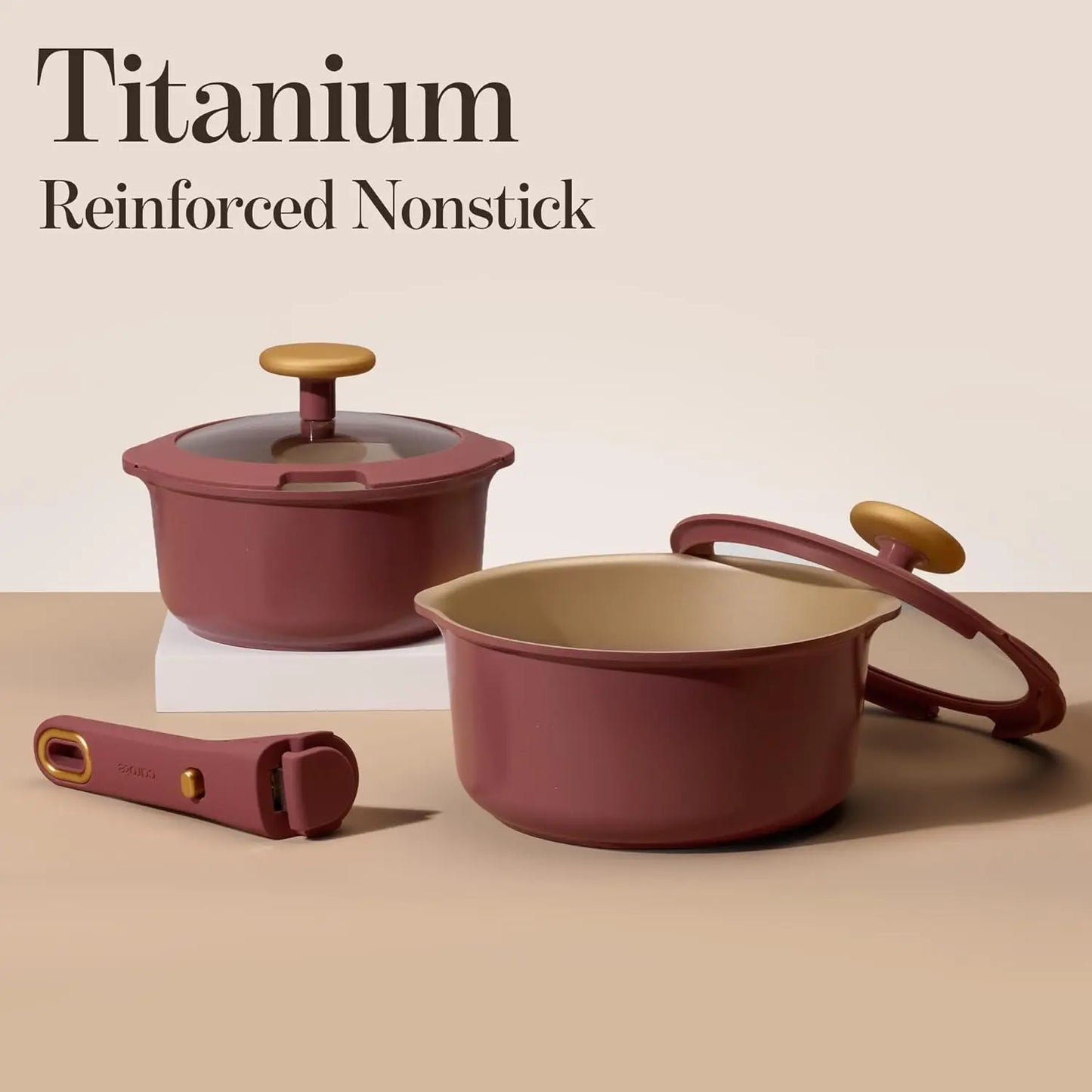 Titanium Nonstick Reinforced Sauce Pan Set With Lid