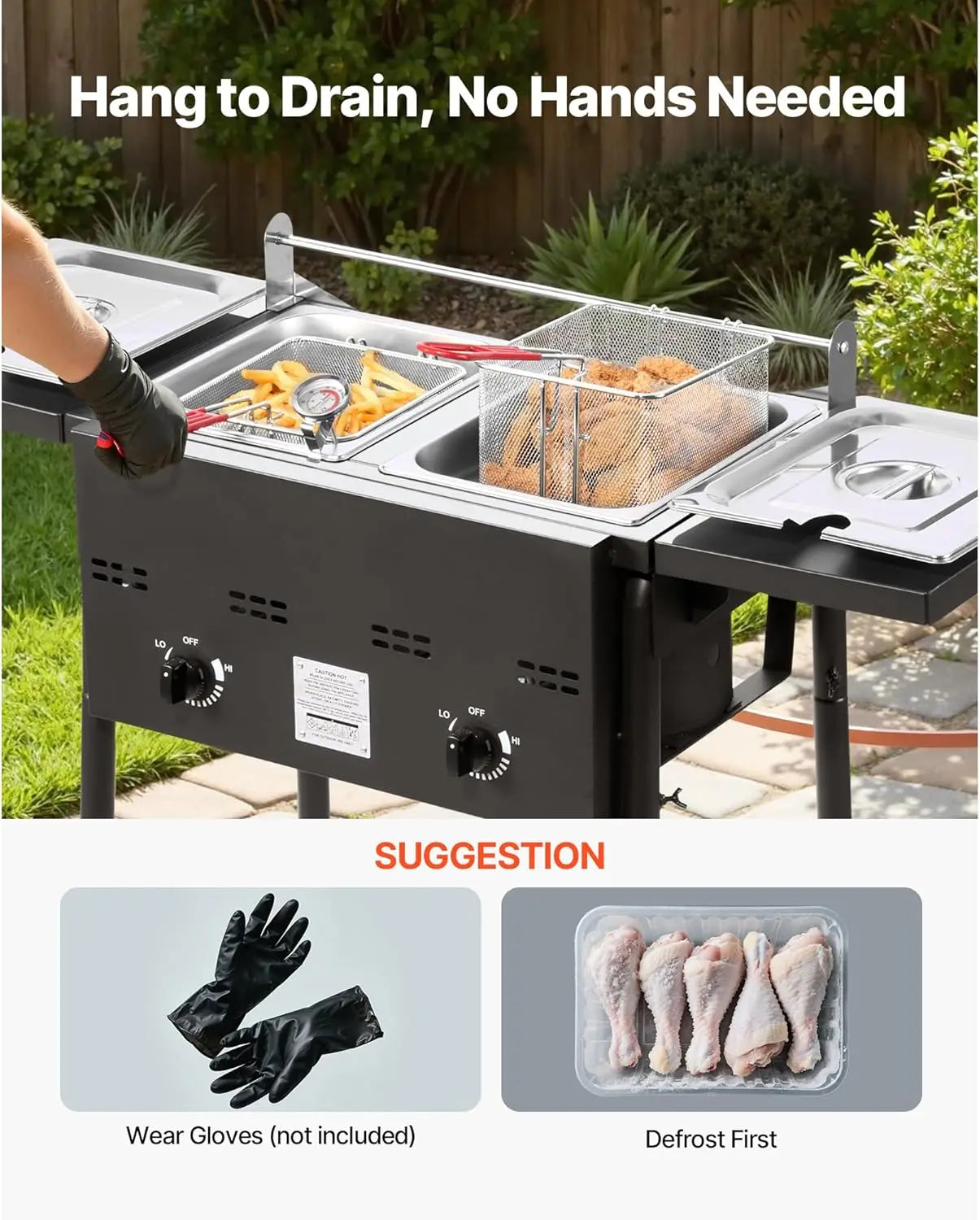 Outdoor Propane Deep Fryer With Double Burners For Commercial Use