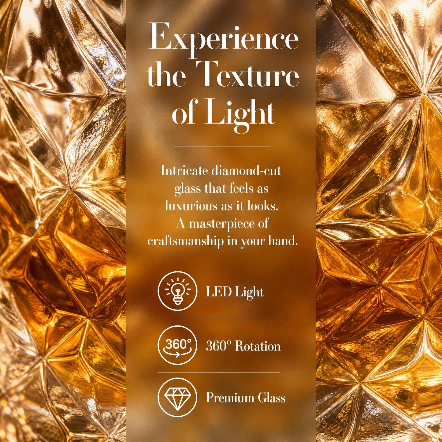Rotating Whiskey Glass With LED Light Up Coaster Set