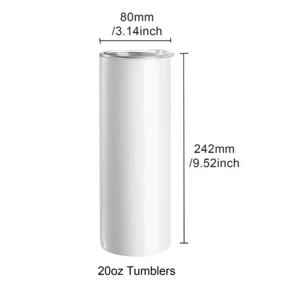 8 Pack Sublimation Tumbler Blanks Skinny Straight Stainless Steel