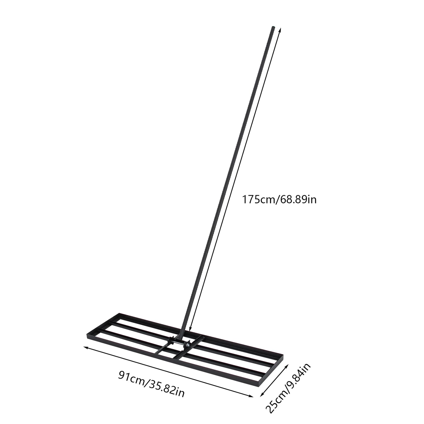 Steel Lawn Leveler Rake Adjustable Angle Leveling Tool Heavy Duty Ground Rake with 5.7ft Long Handle for Yard Garden Farm