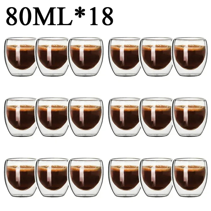 Double Wall Borosilicate Glass Mugs Set Drinkware Heat Resistant
