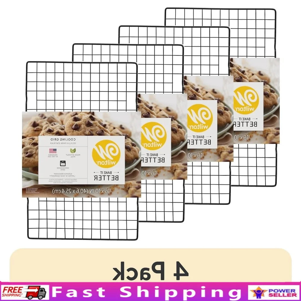 Bake It Better Rectangular Cooling Rack 4 Pack Nonstick