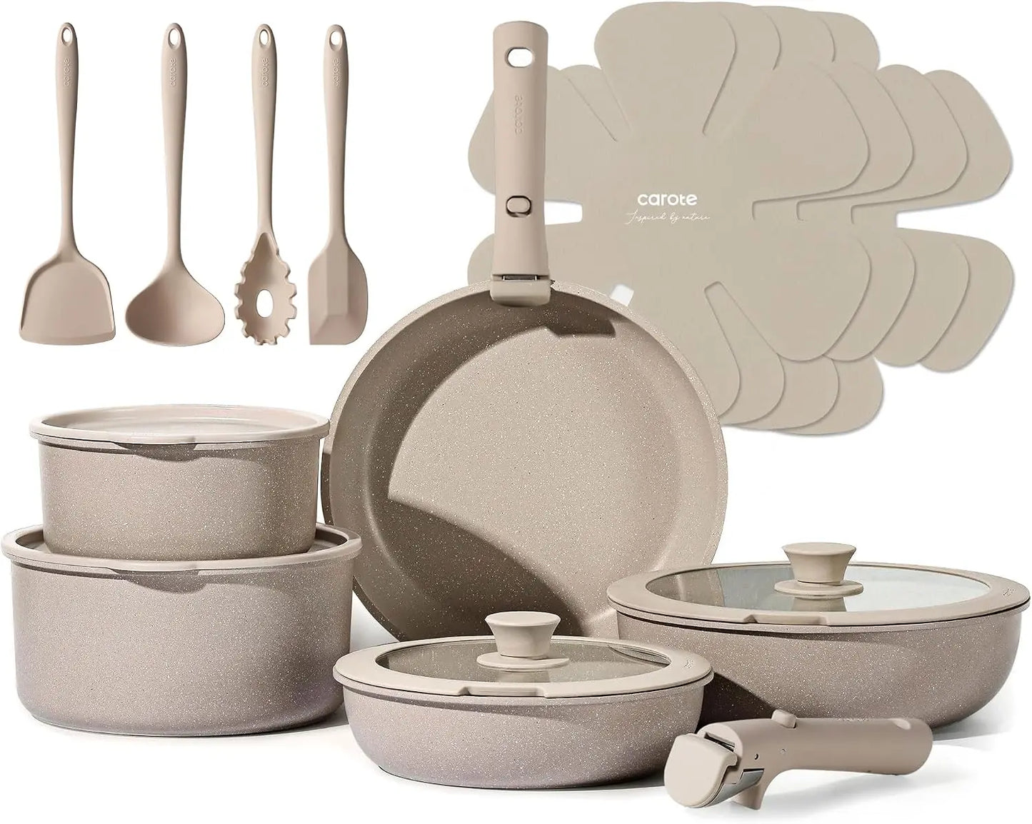Detachable Handle Nonstick Pots And Pans Set For Induction Cooking