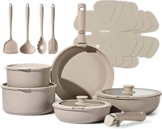 Detachable Handle Nonstick Pots And Pans Set For Induction Cooking