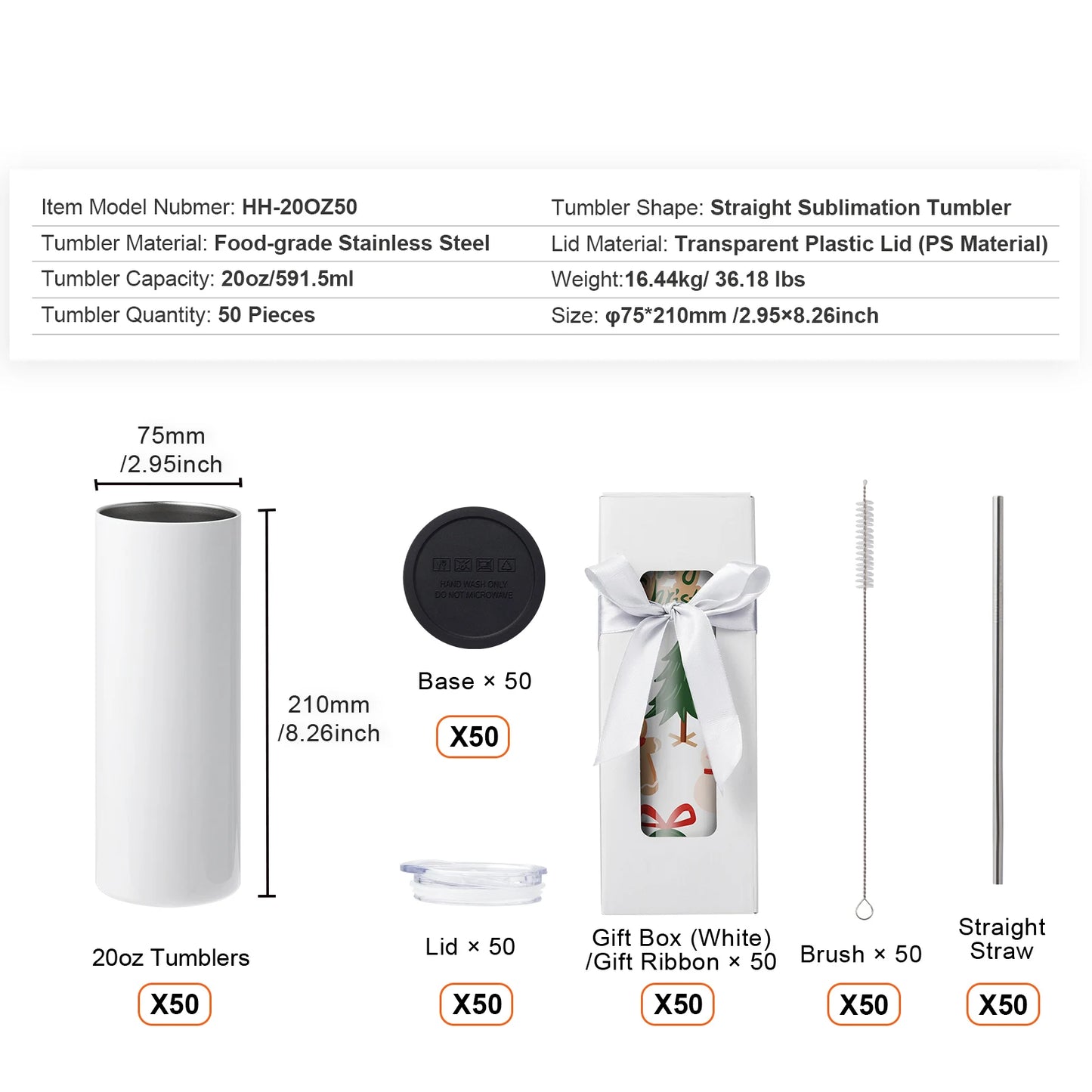 SucceBuy Sublimation Tumblers Stainless Steel Set For Heat Transfer