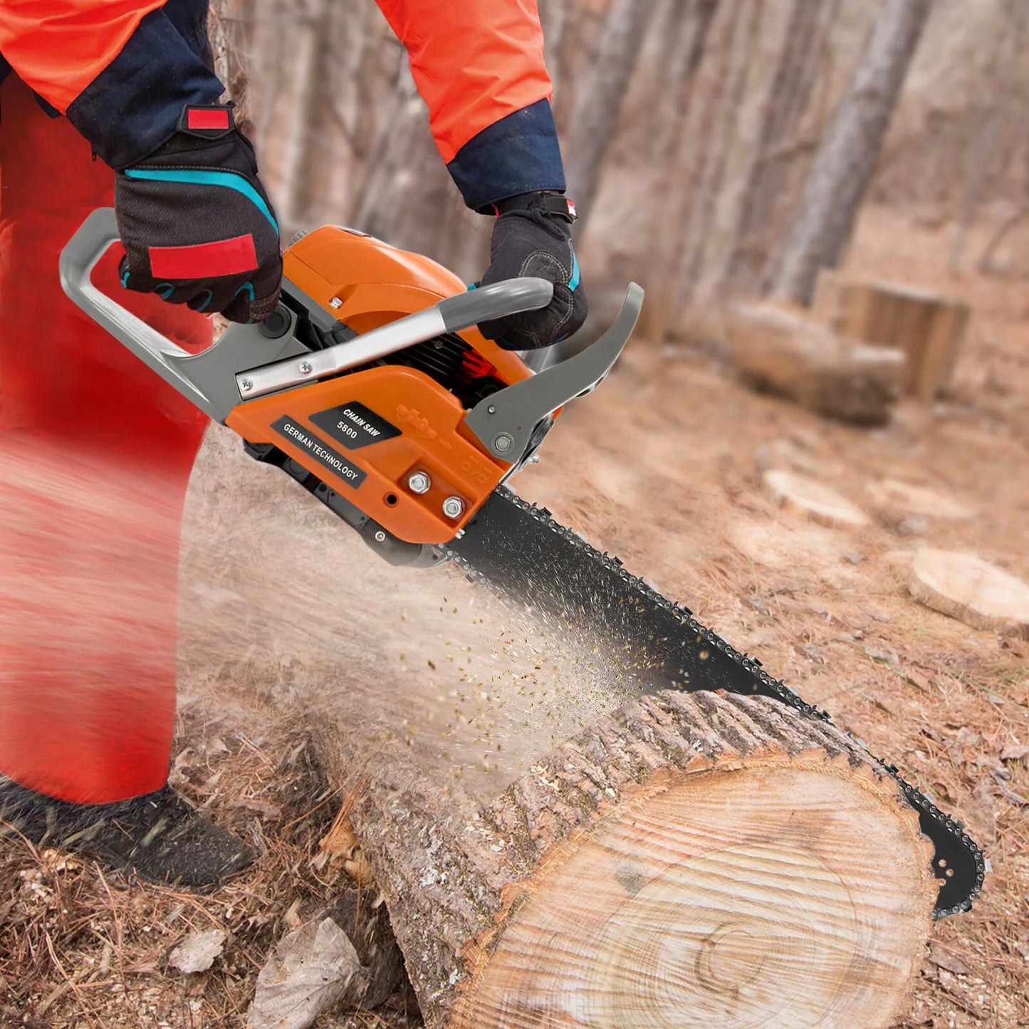 Gas Powered Chainsaw For Wood Cutting And Outdoor Use
