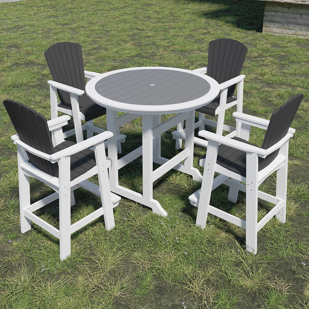 Modern 5 Piece Patio Bar Table Set With Four High Top Stools