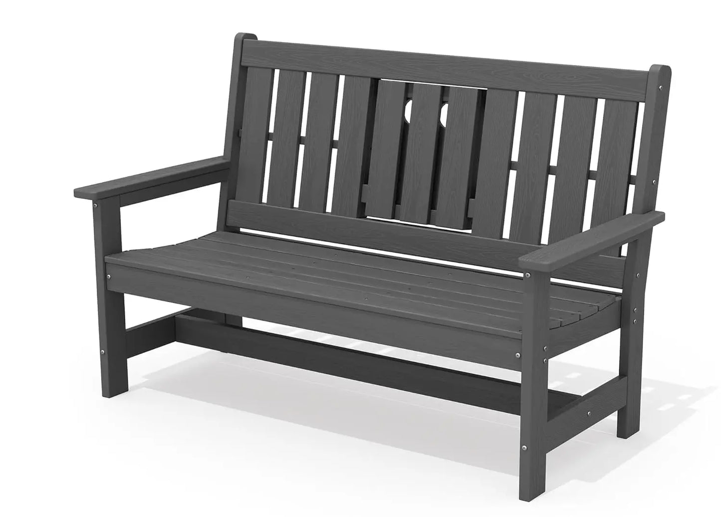 Outdoor Bench With Cup Holder and High Backrest All Weather